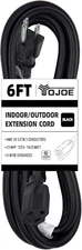 6 Foot Black Outdoor Extension Cord - 16/3 SJTW Waterproof Christmas Light Exten