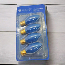 GE General Electric C-9 Glow Bright Christmas Lights 4 Pk Blue Replacement Bulbs