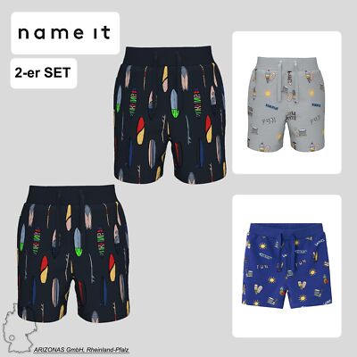 NAME IT Jungen Shorts 2er-Set Regular Fit verstellbarer Bund Print Cotton Pants