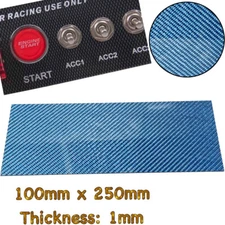 Real Carbon Fiber Gloss Blue Twill Sheet Panel Plate Plain 1mm x 100mm x 250mm