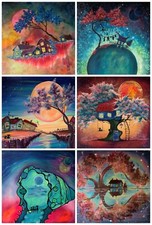 Rice Paper for Decoupage Scrapbook Craft Cats Tree Moon Home Painting  2266*