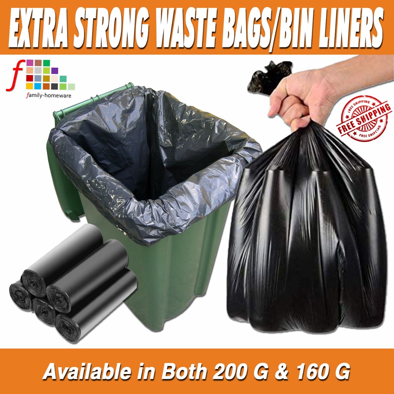 EXTRA STRONG HEAVY DUTY BLACK BIN LINERS RUBBISH BAGS WASTE REFUSE