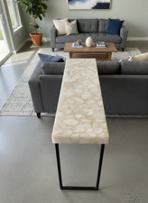 Mesa consola de piedra de ágata blanca hecha a mano sofá de entrada de lujo mesa decoración moderna
