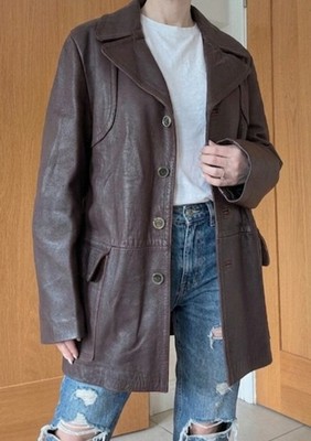 Vintage braune Nappalederjacke Blazer - Burgund JMB Größe M / Small 