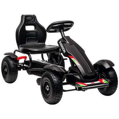 GoKart, Tretfahrzeug, Tretauto mit Bremse, Kinderfahrzeug mit verstellbarem Sitz