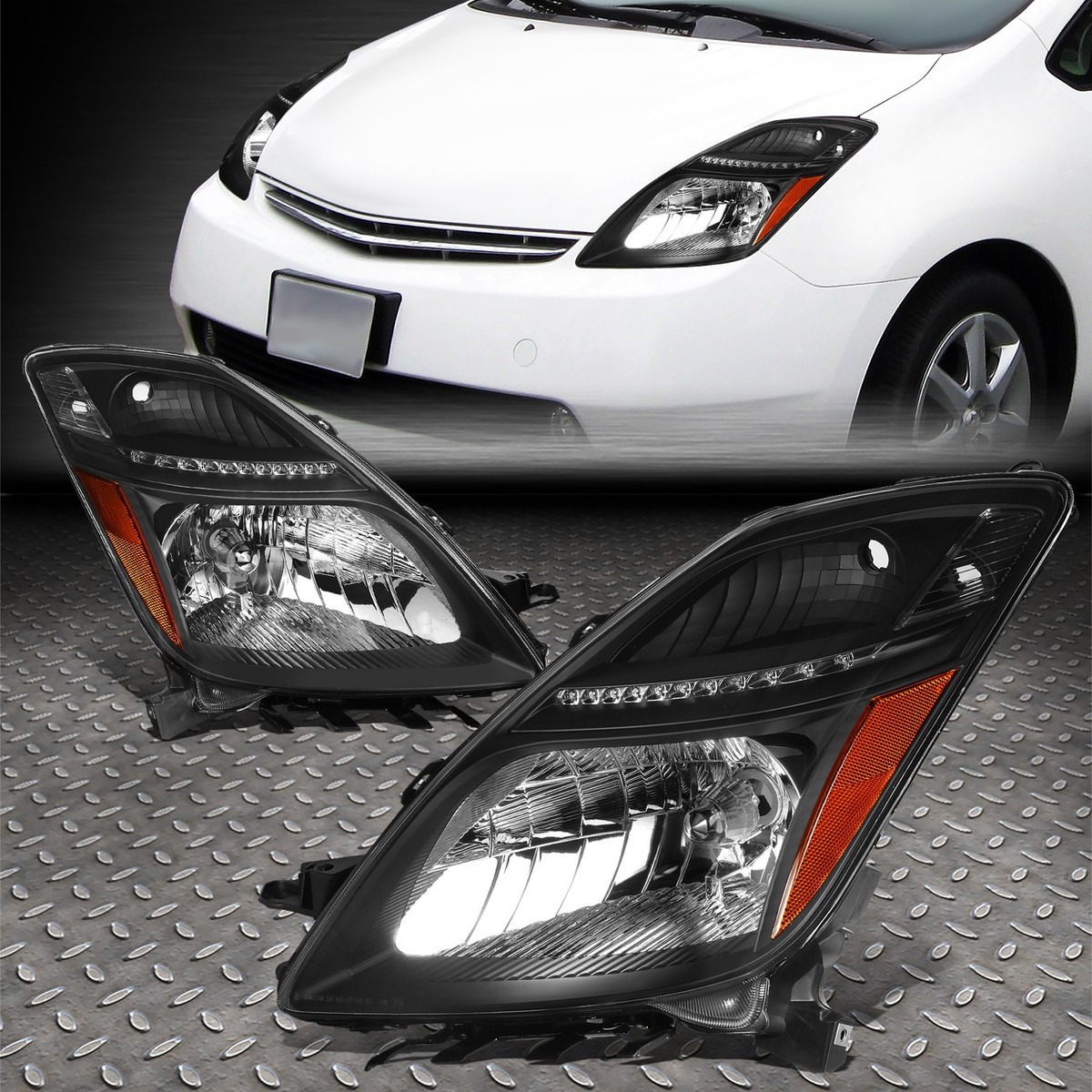 FOR 06-09 TOYOTA PRIUS OE STYLE BLACK HOUSING AMBER CORNER HID