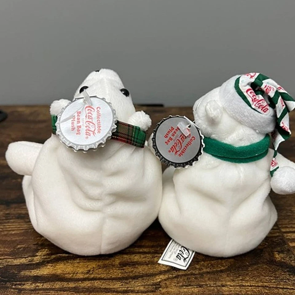 Cocoa Cola Bär Sitzsack Plüsch Set Vintage 90er Jahre mit Hängeetikett - Bild 3 von 4