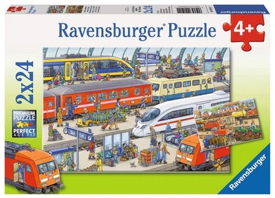 RAVENSBURGER PUZZLE KINDERPUZZLE TRUBEL AM BAHNHOF 2 X 24 TEILE