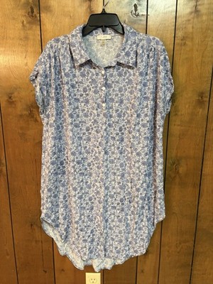 Cupio Flutter Sleeve Floral Button Up Top Pastels Women's Size XLarge Beach