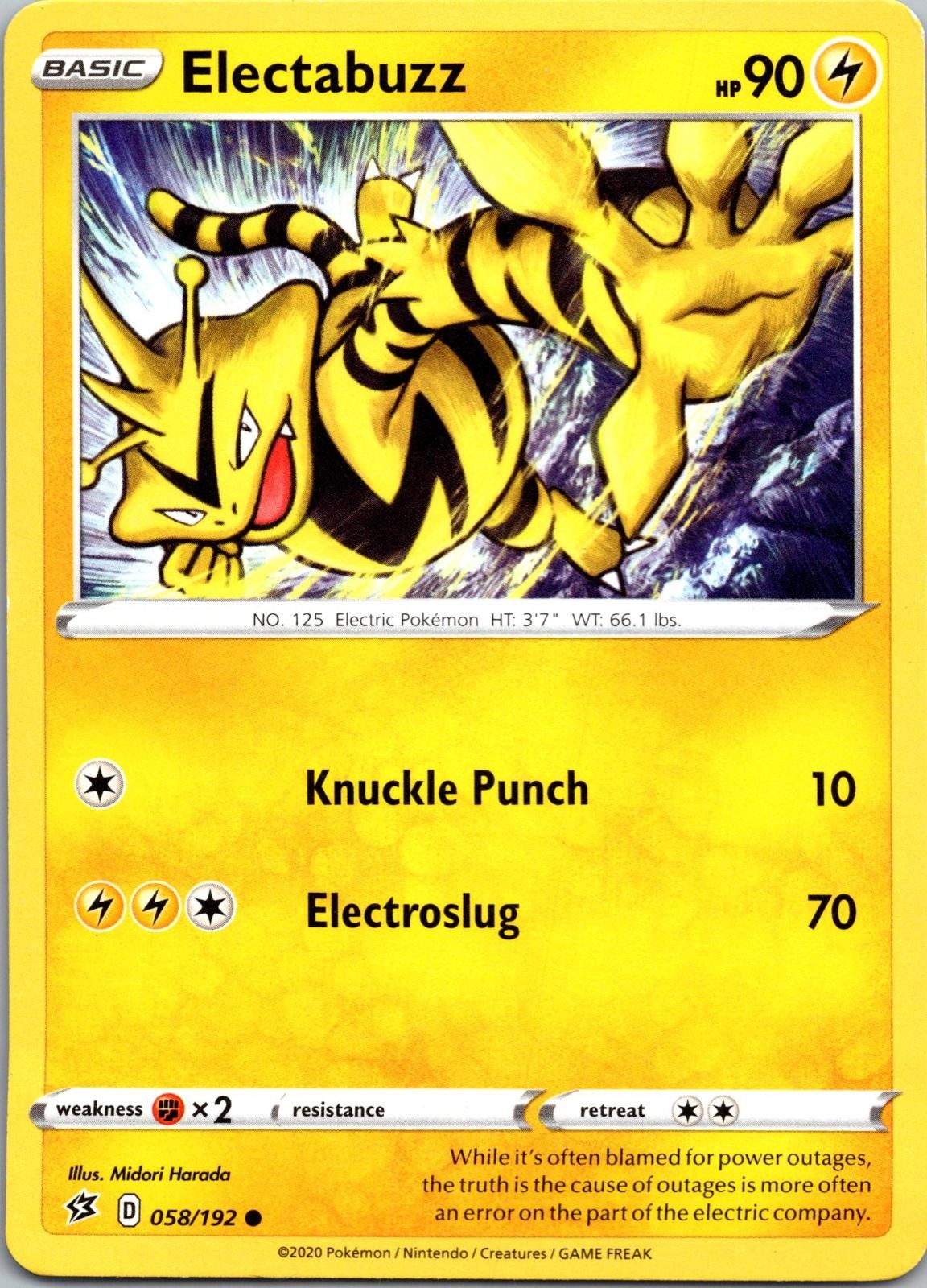 ELECTABUZZ 058/192 REBEL CLASH POKEMON NM