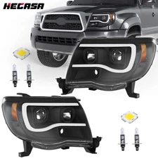For 2005-2011 Toyota Tacoma LED Tube Black Projector Headlights Right & Left DOT