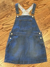 Mini Boden Pinafore Girls 6-7Y Denim Overall Skirt Pocket Adjustable Jumper Dres