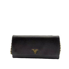 Prada Black Saffiano Leather Chain Wallet On ...
