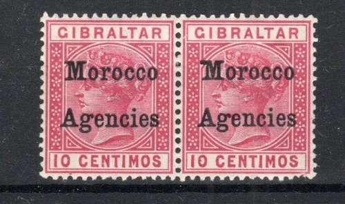 Morocco Agencies 1899 10c Gibraltar opt normal + 1 with flaw SG 10 + 10b MNH