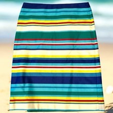 Talbots Colorful Striped A-Line Skirt Size 4 professional business Lined