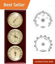 Elegant Cherry Finish Traditional Weather Station with Barometer & Hygrometer