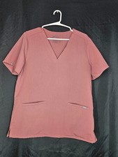 FIGS Women's Casma Scrub Top Mauve Pink L Technical Collection V-Neck
