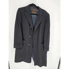 Men's 100 % Fine Cashmere Overcoat Black Strawbridge & Clothier Sz L