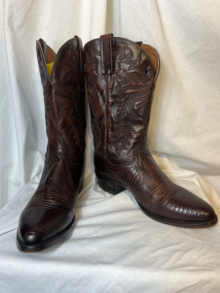 Bottes Cowboy Homme Dan Post - Cuir Cerise/noir - Taille US 9.5D (EU 43) - Occasion, Fabrication US