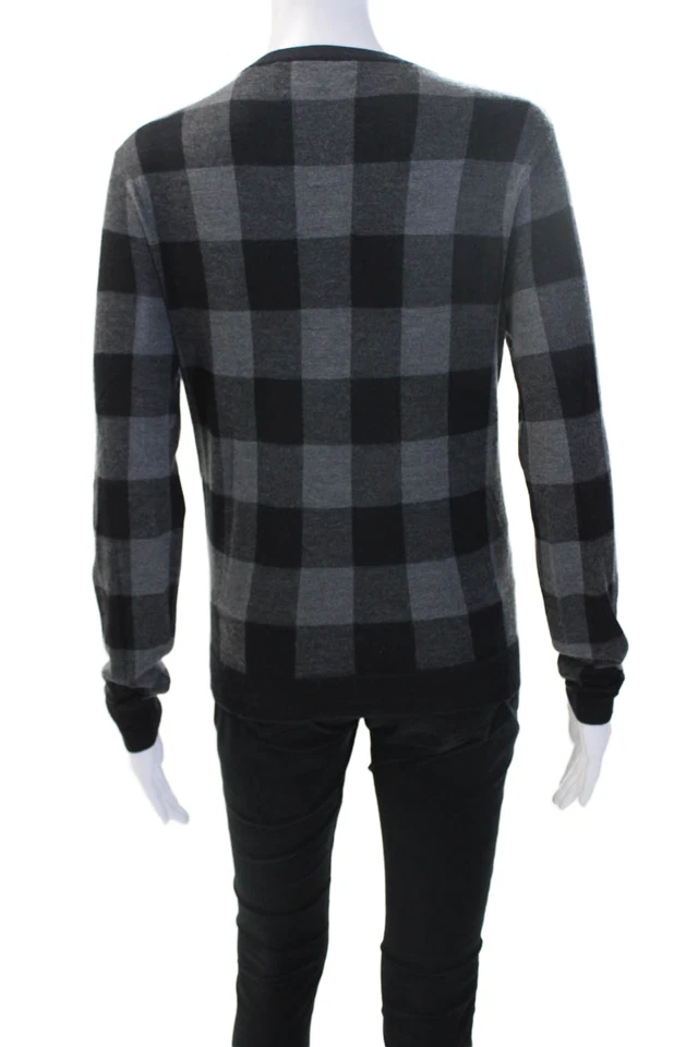 Женский пуловер Theory черный клетчатый из кашемировой смеси с круглым вырезом размер S - Изображение 3 из 4