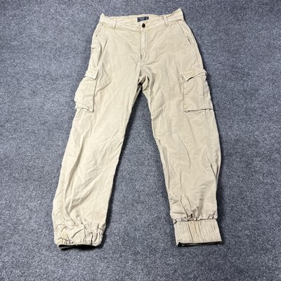 Abercrombie & Fitch Cargo Pants Womens Small Khaki Elastic Cuff Jogger Pockets