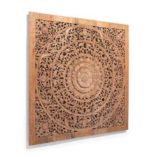 Mandala wood carving panel 5ft Sq. Plaque Wall Art Decor Handmade Wood