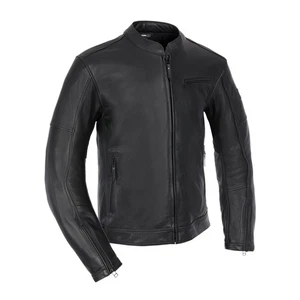 Oxford Henlow Mens Leather Casual Classic Motorcycle Motorbike Jacket