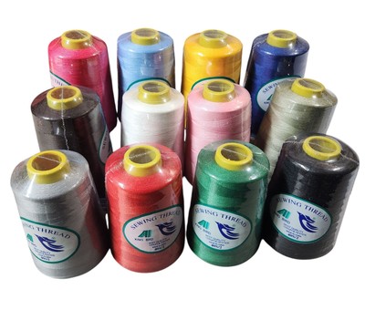12 Big Spools Sewing Thread Polyester ASSORTED COLORS 6000 yards each Spool NEW