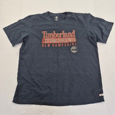 TIMBERLAND T-Shirt XL Blue Men's Organic Cotton Graphic Print Casual