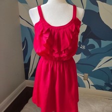 Express Red Ruffle Midi Dress