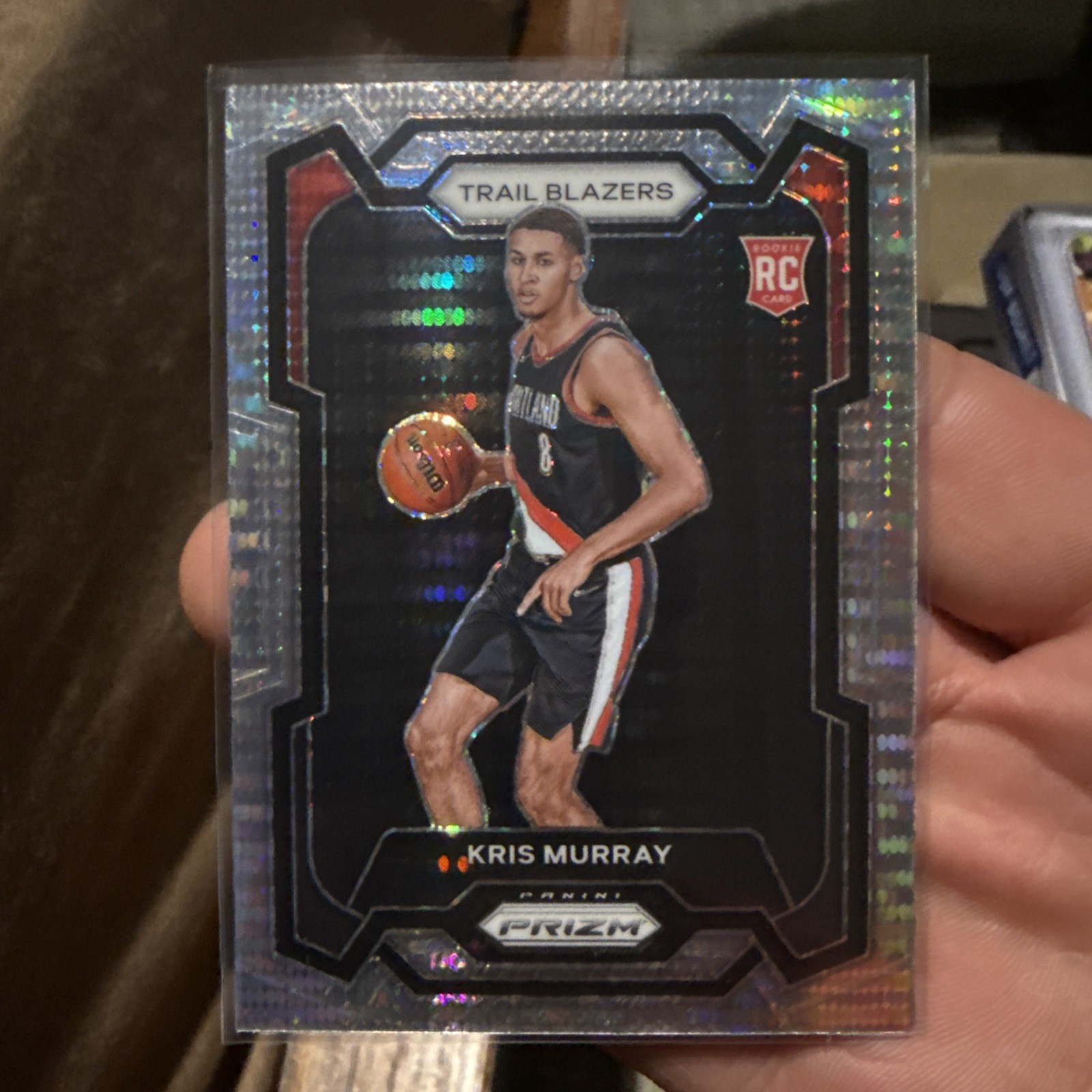 2023-24 Panini Prizm Kris Murray Rookie Hyper Prizm #142 Trail Blazers RC