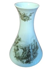 Seltmann Weiden Porzellan Vase Landschaftsmotiv Weiß Grün 13cm