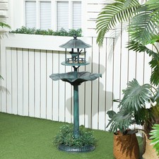 3-in-1 Outdoor Pedestal Bird Bath Garden D cor Feeder Planter Resin Freestanding