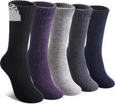 Wool Socks for Women Winter Warm Hiking Thick Crew Boot 5 Pairs
