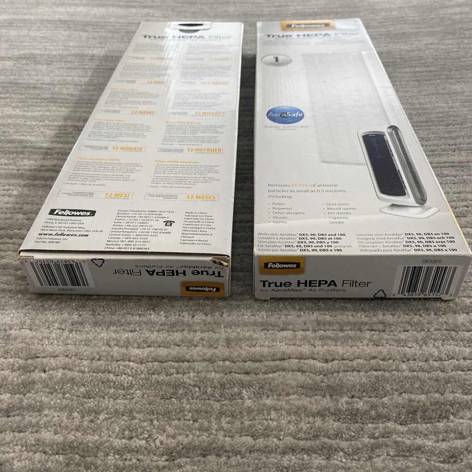 Lote de 2 filtros HEPA Fellowes AeraMax True CRC 928710 repuesto purificador de aire Foto 3 de 4