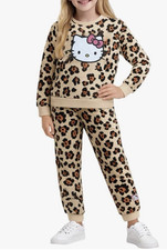 Hello Kitty Girls 2 Piece Leopard Print Jogger Set Size 5/6 Pull On NEW NWT