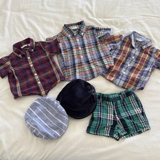 3-6m Janie And Jack Boy Clothing Lot Flannel Short Hat