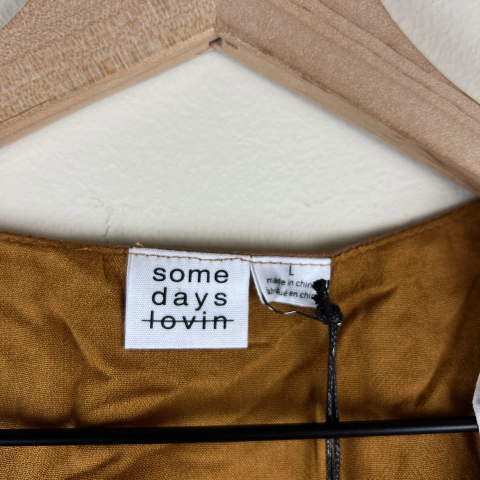 Nuevo con etiquetas Mameluco Some Days Lovin Marrón Corbata Frontal Manga Corta Talla Grande Foto 2 de 4