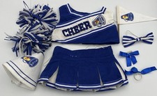 Build A Bear Cheerleading Outfit Cheer Blue White Megaphone Pom Pom Uniform