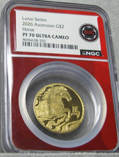 2026 1/20 Troy Ounce GOLD Year of Horse Ascension Proof-70 Ultra Cameo NGC 801C