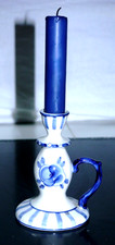 Kerzenhalter Keramik weiß/blau glasiert, USSR