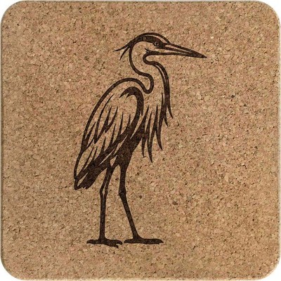 Quadratischer Korkuntersetzer/Topfständer 'Standing Crane Bird' (TR00031296)