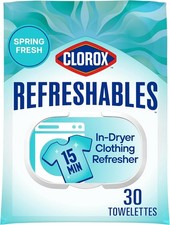 Clorox Refreshables In Dryer Clothing Refresher, Spring Fresh, 30 Towelettes