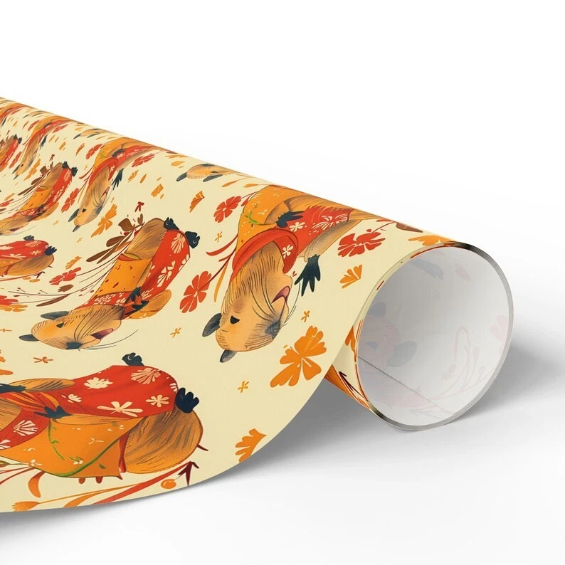 Funny Capybara Spring Wrapping Paper, Cute Animal Gift Wrap for Kids Birthday - Image 4 of 4