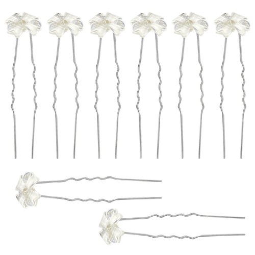 Floral Hair Pins Bridal Bridesmaid Hair Accessory 4 Petal U Pin for Women Girls - Picture 2 of 13