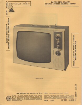 1966 ELECTROHOME 14T4P119 TELEVISION SERVICE MANUAL PHOTOFACT 14T4P123 14T5P119