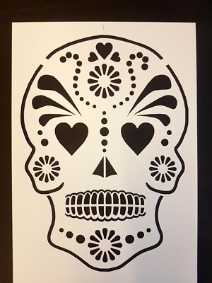 SUGAR SKULL SCHABLONE - A4 - WÄHLEN SIE IHR DESIGN - 10 VERSCHIEDENE DESIGNS