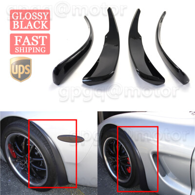 For Corvette C5 97-04 Extended Glossy Black Front & Rear Splash Guards Mud Flaps