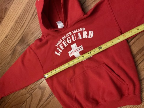 Long Beach Island New Jersey Toddler Medium Red Lifeguard Hoodie 5-Year-Old - Picture 6 of 24