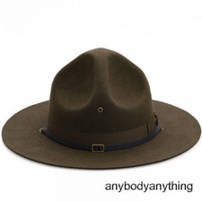 Men's 100 Wool Sergeant Hat Military Campaign Hat Instructor Mountie Ranger Hat